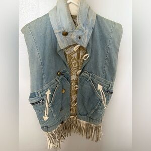 Washed vintage denim vest